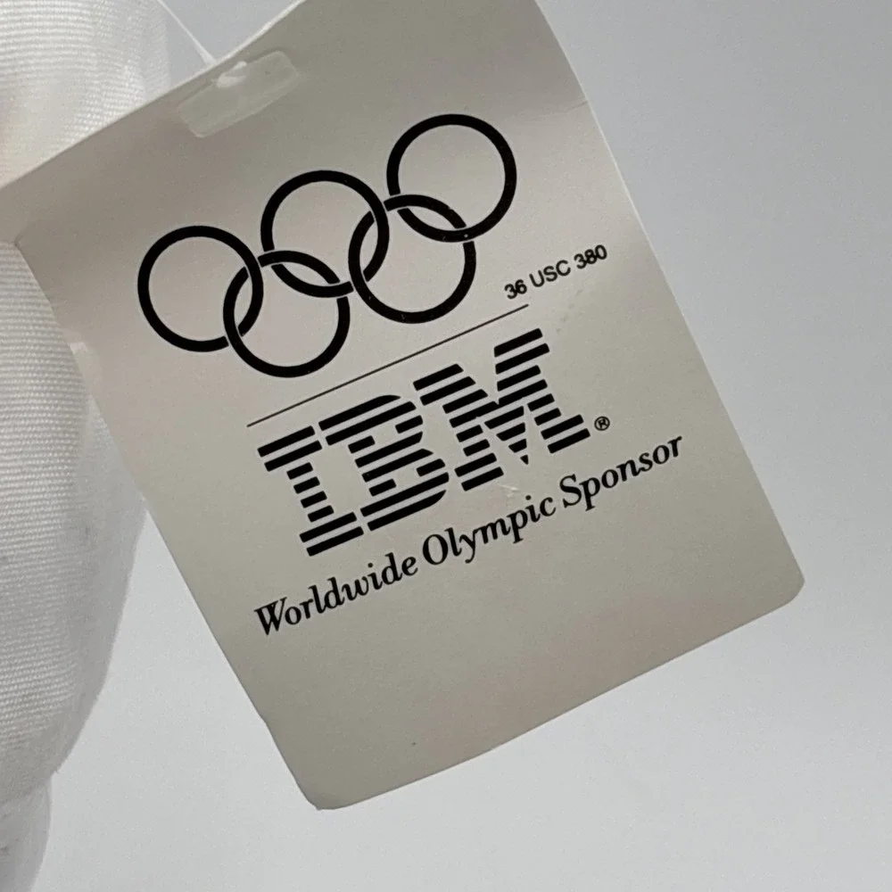 Vintage IBM Worldwide Olympics Sponsor Cap Hat Flat Bill 1988 80s White RARE NWT